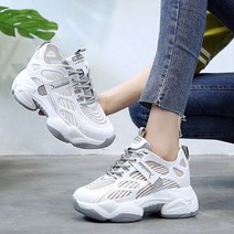 여성 키높이 운동화 가죽 런닝화 7CM 통굽 경량 스포츠화 여자키높이운동화 인박카060