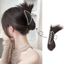 가발위드 가벼운 패션 삔달린 당고머리 부분 가발, 다크브라운, 1개