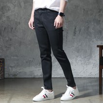 지기젠 남성용 데일리 올블랙 세미 스키니진