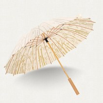 Umbrella 16 뼈 긴 손잡이 파라솔 레트로 아트 나무 우산 스타일 써니 비옷 장비