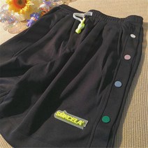 츄리닝반바지 상패 디자인감각 보이핏 볼륨 운동 쇼트 팬츠 여성 와이드 루즈핏 스트레이트핏 일자 캐쥬얼 2290385189, 1, 블랙 XXL