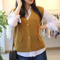 메리앤유 포근하고 도톰한 아크릴혼방 큐티포켓 조끼