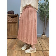 린넨 롱 치마 스커트 빅사이즈 플레어 밴딩 중년여성