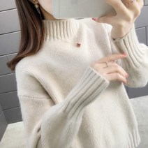 여성 겨울 포근한 반목폴라 니트 스웨터