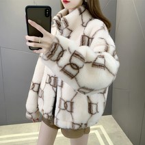 레터링 젊은 퍼 코트 쇼트 차이나 양털 퍼 일체형 램스울 여성모피 퍼코트 퍼자켓 모피코트