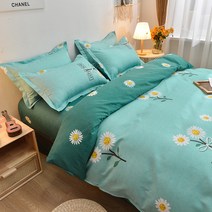 두꺼운 침대 시트 퀼트 커버의 간단한 면 샌딩 4 피스 세트