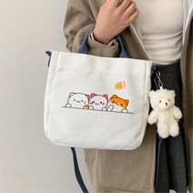 여성용 러블리 매직베어 캐릭터 캔버스 크로스백 캐주얼크로스백