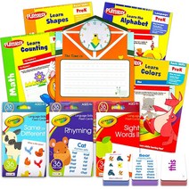 Crayola 크레욜라 유아 아동용 플래시 카드 및 워크북 세트 - 8피스 번들 매칭 운율 사이트 워드 덱 3개와 Playskool 학습 5개 모양 숫자 세기 등 _244136