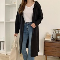 뉴죤 레츠벵 루즈핏 미키 오픈 트임 롱 후드 가디건