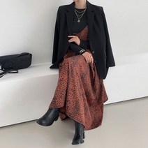 끈나시 호피 뷔스티에 쉬폰 롱 원피스 3col
