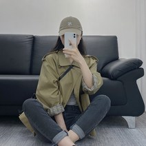 여성 숏 트렌치 코트 윈드 브레이커 여성용 짧은 2022 봄과 가 어 버전 학생 패션