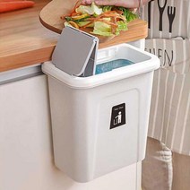냄새방지 슬라이딩 뚜겅 싱크대 걸이 음식물쓰레기통, 화이트