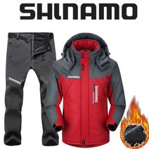 SHLNAMO 자켓 바지 여름낚시복 우의 내피 고어텍스 두껍고 따뜻한 플리스 낚시 의류 남자용 플러스 사이즈 반사 등산 의류 겨울 107029, 4XL, 빨간색 2