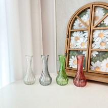 차렌시아 미니 호리 화병 호리병 모양 (4 color) 인테리어 오브제 소품 글라스 유리 꽃병, 레드