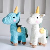 손뜨개 기초 인형만들기 초보 코바늘 뜨기 뜨개질, 크림 유니콘-소재백