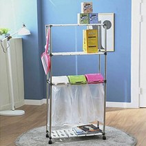 회사 3단 선반 분리 재활용 수거함 비닐 수거대 설치, 화이트