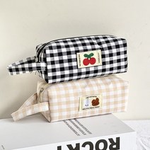 천필통 고등학생 대학생 필통 귀여운 패브릭 파우치, 베이지