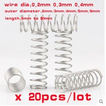 20pcs 와이어 직경 0.2mm 0.3mm 0.4mm 스테인레스 스틸 압축 스프링 304 SUS Y 형 로터 리턴, [02] 0.4mm, [03] 3mm, [01] 25mm, 01 25mm_02 0.4mm_03 3mm
