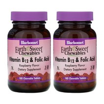 블루보넷 Bluebonnet 비타민 B12 엽산 180츄어블 2개 라즈베리맛 시아노 사이아노 코발라민 시트릭애씨드 스테아 린산 르산 마그네슘 스테아레트