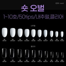 네일아트판 리필팁 숏오벌 네일팁 50tips, 3호, 클리어