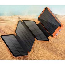 태양열 보조배터리 핸드폰 등산용 낚시 등산용 솔라, 블루 - 패널 1개 포함 20000mAh