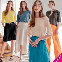 르오트 4SET 프렌치 린넨100 티블라우스 4종세트