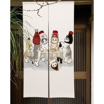 커튼 블라인드 다이소커튼 재미 있고 귀여운 고양이 식당 장식 파티션 드레이프 주방 입구 걸이형 하프 세트, 95x180cm, 14 CTS00758