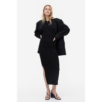 H&M 리브드 저지 드레스 블랙 1166397001