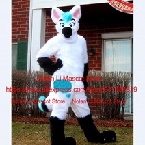 인형탈 캐릭터인형탈 뜨거운 판매 흰색 긴 모피 거친 개 여우 늑대 마스코트 의상 fursuit 성인 만화 광고 생일 파티 90, 사진 색상, xxl