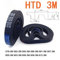 타이밍 벨트 풀리 타임 폭 6 10 15 20mm HTD 3M 고무 아크 치아 타이밍 벨트 피치 길이 579 582 585 588, 10mm_606mm_1 개
