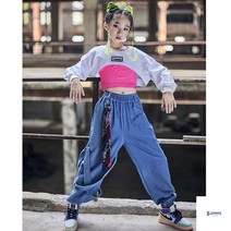 방송댄스의상 댄스의상 오디션복 어린이 주니어 긴팔 세트상품 힙합