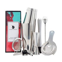 보스턴 칵테일 셰이커 세트 스테인레스 스틸 바 세트 9 pcs 18oz amp 28oz 중량 셰이커 통 칵테일 스트레이너 세트 측정 지거 머들러 바 스푼 앰프 술을 붓는 사람, 9종 세트, 구리
