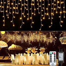 고드름 야외 조명 - 12 2m(40피트) 432 LED 크리스마스 조명 81 드롭 8가지 모드 스트링 조명 리모컨 및 타이머 포함 지붕 파티오 트리 하우스 데코용 방수 요정 조명, Warm White, 432 LED 40 FT
