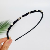 포인트 진주 큐빅 털실 얇은 머리띠 헤어밴드