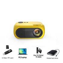 저무리 빔프로젝터 젤리빔 단초점 캠핑용 4k 휴대용 DLP salange m24 미니 led 비머 hdmi usb tf 카드 640480p 지원 1080p 비디오 키즈 선물과, 노란색, 나는 플러그