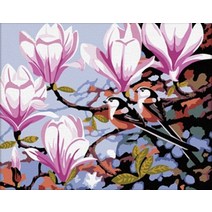 DIY 정물화 봄 여름 가을 겨울 새 꽃 나무 벚꽃 원앙 풍경 커플 선물 그림 그리기, D + 50x65