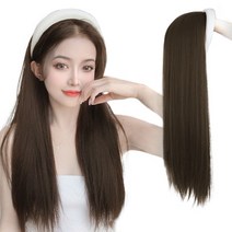 가발위드 흰색 머리띠 스트레이트 긴머리 부분가발 55cm +전용빗1개 세트, 1세트, 콜드브라운