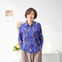 엄마옷마미소 꽃집업카라티셔츠 빅사이즈 마담의류 5060 중년여성 반집업티셔츠 할머니카라셔츠외출복 요양원옷