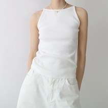 끄레앙 무배 보트넥 민소매 티셔츠 홀터넥 코튼 골지 망고 끈 나시