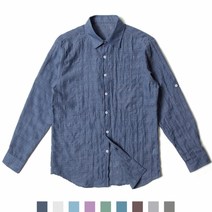 포켓 셔츠 남자 린넨 롤업 기본 플레인 남방 여름 마 캐주얼 긴팔