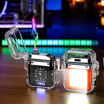 캠핑용라이터 조명라이터 전기 방수 USB 충전식 시계, 황록색 그라데이션