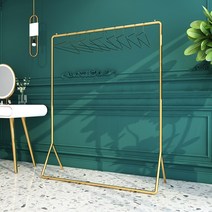 튼튼 심플 골드메탈 행거 옷걸이 스탠드 옷전시 옷가게 쇼룸, 블랙80*150