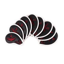 골프 웨어 소품 자수 디자인 아이언 커버 보호 덮개, 블랙