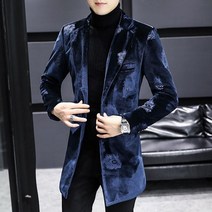 코트 로얄 블루 벨벳 웜 디자이너 겨울 양모 혼합 슬림 롱