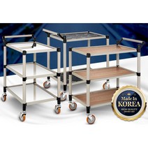 식당 레스토랑 홀서빙 웨건 핸드카트 특대 PC방 글램핑 장보기, 1개, 고급형 오레건월넛 2단 특대