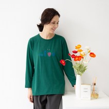 엄마옷마미소 화분티셔츠 심플 베이직 기본 라운드 데일리 긴팔티 편한엄마옷 마실룩 빅사이즈 4060중년여성의류 봄티셔츠 50대 마담의류