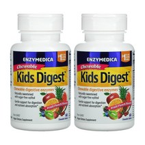 [2개] 엔자이메디카 키즈 어린이 다이제스트 소화 효소 60츄어블정 후르츠펀치맛 아밀레이스 말테이스 라이페이스 인버타아제 자일리톨 류신 아밀라아제 리파아제 락테이스 셀룰레이스, 2개, 60개