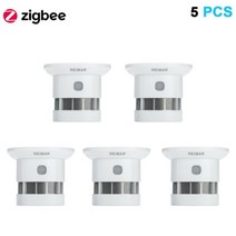 HEI남성 Zigbee 3 0 화재 경보 연기 감지기 스마트 홈 시스템 2 4GHz 고감도 안전 방지 센서, 5pcs