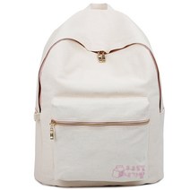 국내제작 가벼운 코튼 아이보리 캐주얼 캔버스 지퍼 여성 백팩 가방
