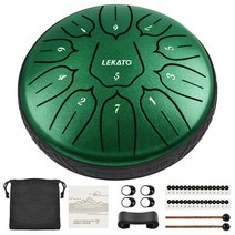 LEKATO 6 &39;&39;tongue Drum 11 노트 D Tune Handpan 타악기 드럼 스틱이있는 뮤지컬, 02 GREEN